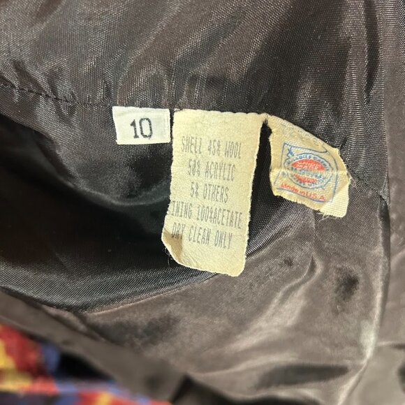 KARIZMA VTG 80s 90s USA Wool Aztec Navajo Blanket Jacket Southwestern Coat 10 L - Picture 7 of 10